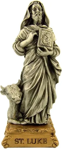 Vista 17 de Estatua de estatua de estatua de peltre de Nuestra Señora de Gracia sobre base de tono dorado, 4 1/2 pulgadas