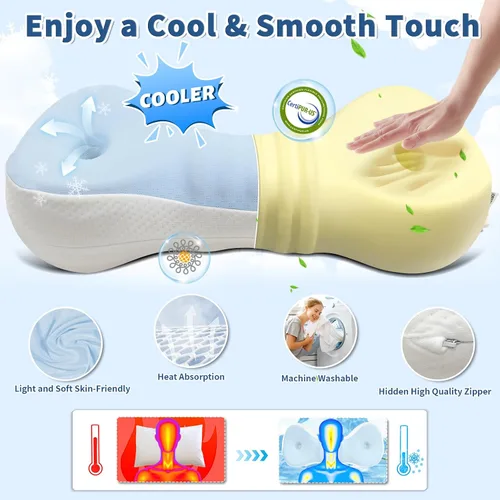 Vista 5 de Almohada de Apoyo para el Cuello, Pequeña Almohada Cervical Enrollable de Espuma de Memoria, Dispositivo de Tracción Cervical, Almohada de Respaldo