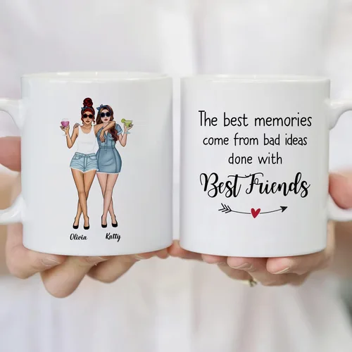 Vista 4 de Gossby Taza de café personalizada para mejores amigas, regalo personalizado para mujeres con nombre, cumpleaños, Navidad, regalo de taza de larga