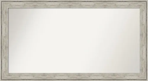 Vista 138 de Amanti Art Espejo de baño plateado para sobre el fregadero, 28 x 37 pulgadas, elegante espejo rectangular de peltre cepillado, marco de madera