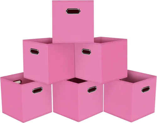 Vista 46 de Cubos de almacenamiento plegables negros, caja de almacenamiento de tela, cestas organizadoras con asas dobles para organizador del hogar (negro)