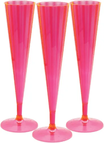 Vista 9 de Party Essentials Copas de champán de plástico duro de dos piezas de 5 onzas, rosa neón, 10