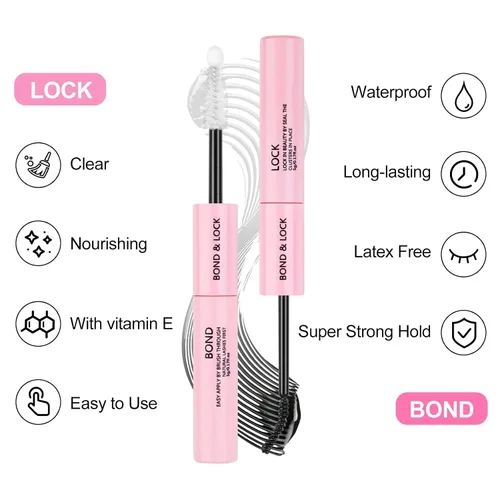 Vista 3 de KISSXIAOYA Pegamento de pestañas en racimo para extensiones de pestañas individuales, pegamento de pestañas súper fuerte, impermeable, pegamento