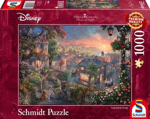 Vista 4 de Schmidt Thomas Kinkade: Disney Lady & The Tramp (1000 piezas) Rompecabezas A partir de 12 años