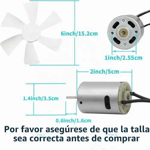Vista 2 de Motor de ventilador de ventilación de 6 pulgadas y repuesto de hoja de ventilador, motor de ventilación de 12 V con eje D compatible con Heng's