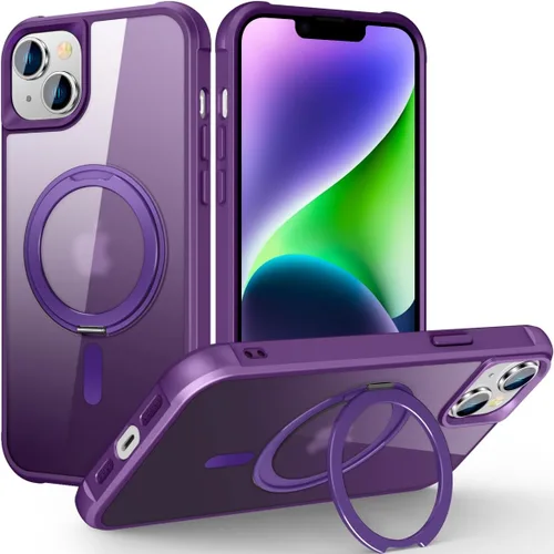 Vista 27 de Funda para iPhone 11 con soporte de anillo magnético giratorio de 360° [compatible con Mag-Safe] [Protección de grado militar] Funda translúcida