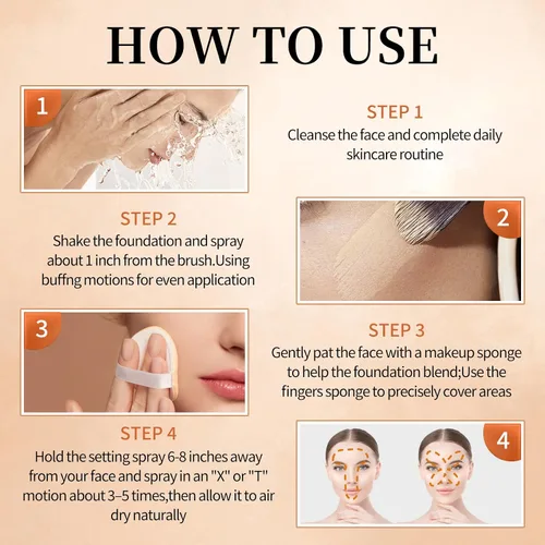 Vista 6 de Air Brush - Base de maquillaje y spray de fijación de maquillaje para cara, hidrata e hidrata, cobertura mate para piel grasa, maquillaje