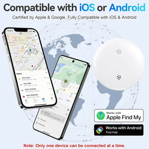 Vista 2 de Etiquetas de seguimiento de aire para Android o iOS, etiquetas inteligentes de aire de doble sistema, paquete de 4, compatibles con iOS Find My
