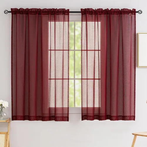 Vista 99 de MYSTIC-HOME Juego de cortinas de niveles transparentes blancas para cocina de 24 pulgadas de largo, tratamiento de cortinas para ventanas pequeñas
