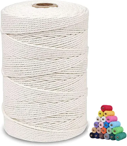 Vista 62 de Cordón de algodón para macramé 3mm x 109 yardas, cuerda de macramé natural color beige, suministros perfectos de algodón para macramé, para hacer