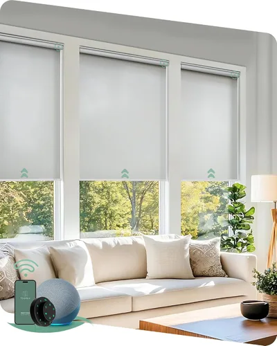 Vista 32 de Yoolax Persianas motorizadas con control remoto, persianas inteligentes opacas para ventanas, persianas enrollables motorizadas, persianas