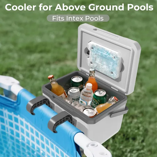 Vista 2 de Portable Personal Cooler, Poolside Ice Chest Fits INTEX Pools, Hard-Sided Cooler, Bonus Ice Pack Included, For Above Ground Pool or Spa