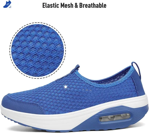 Vista 2 de SAGUARO Zapatillas de malla para mujer, con plataforma de tenis y plataforma para caminar, 0