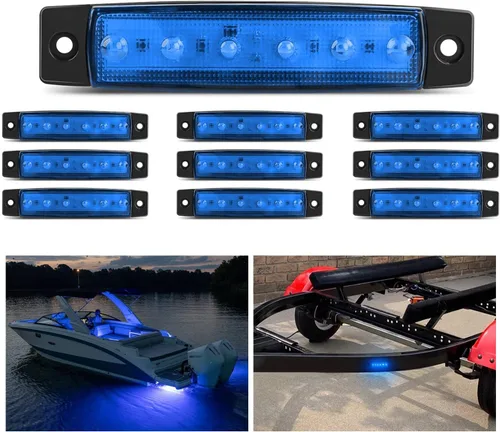 Vista 25 de Nilight 3 Inch Amber Oval LED Marker Lights 10PCS Clear Lens Side Clearance Lights 12V DC IP67 Waterproof Chrome Housing for Semi Truck Trailer RV