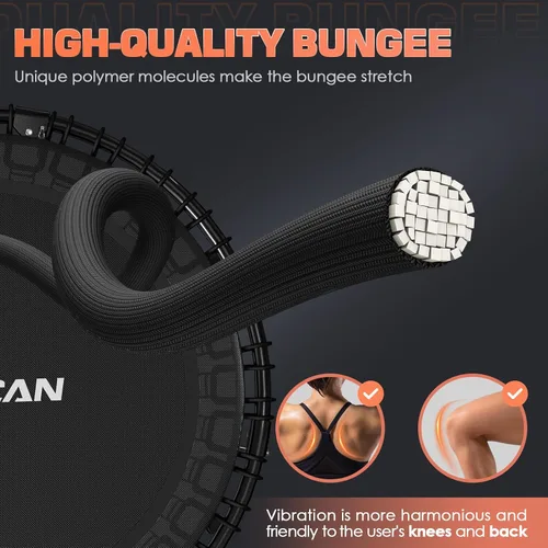Vista 2 de BCAN 450/550LBS Mini Rebounder Trampoline for Adults, 40"/48" Foldable Fitness Trampoline with Bungees, Quiet & Stable Exercise Trampoline