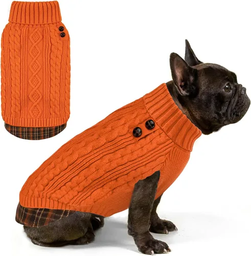 Vista 10 de KYEESE Suéter suave para perros pequeños, machos, abrigado, de cuello alto, ropa elástica de punto para gatos, abrigo cómodo para cachorros