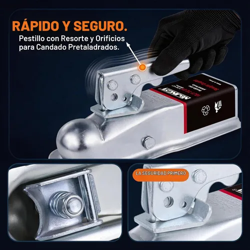 Vista 5 de NBJINGYI Acoplador de remolque recto de 1-7/8" de bola, 2" de ancho de canal, 2000 LBS Acoplador de lengua de remolque