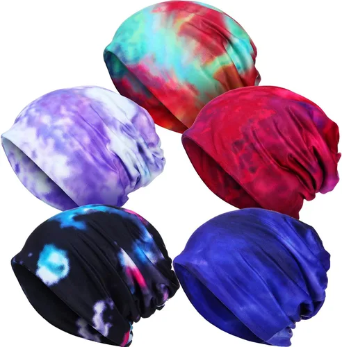 Vista 16 de SATINIOR 5 Piezas Gorro Holgado para Mujer Gorro de Quimioterapia Elástico Envolturas para Cabeza de Cáncer Pañuelo para Cabeza para Dormir