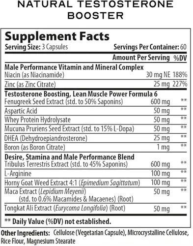 Vista 7 de Suplemento potenciador de la libido de testosterona para hombres, Tongkat Ali DHEA boro L-arginina Hornygoatweed Zinc Masculino Mejora Muscular