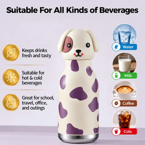 Vista 4 de UFORU Botella de agua de acero inoxidable de 16 onzas, aislada a prueba de Perro