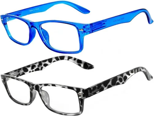 Vista 13 de OWL Gafas de lente transparentes con marco rectangular estrecho estilo retro de moda 1 azul