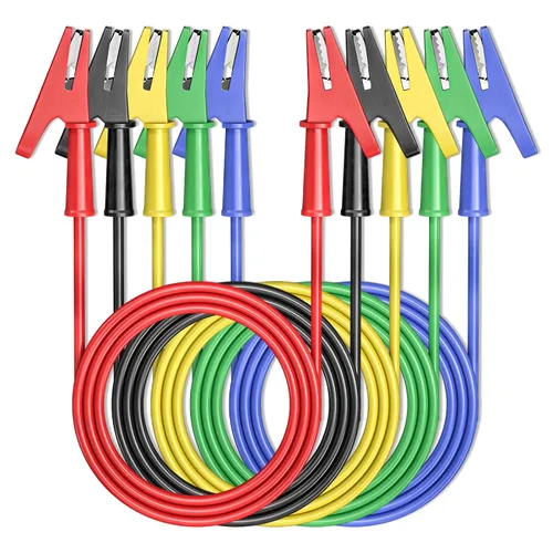 Vista 10 de Goupchn Clips de cocodrilo de doble extremo para cables de prueba eléctrica con clips de cobre flexibles de envoltura completa 5 piezas para pruebas