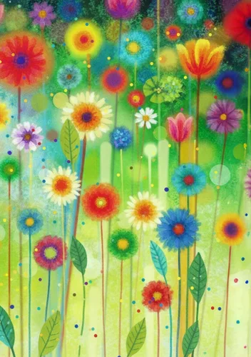 Vista 5 de Bandera abstracta de acuarela de primavera con flores verdes de temporada, pintura artística para jardín, patio, 12 x 18 pulgadas, poliéster