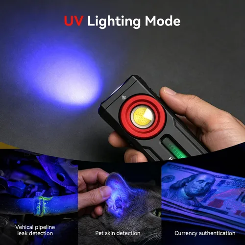 Vista 3 de lexall Linterna, linterna EDC recargable, linterna LED, linterna plana de 1200 lúmenes con luz RGB, luz de bolsillo para emergencia (1, rojo)