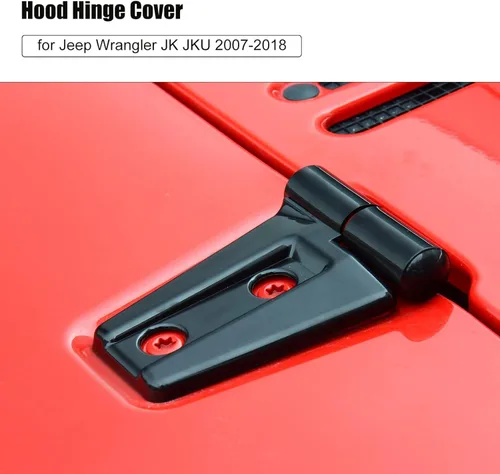 Vista 3 de 2 piezas de cubierta de bisagra de capó y accesorios de moldura para Jeep Wrangler JK y Unlimited 2007-2018 (Negro)