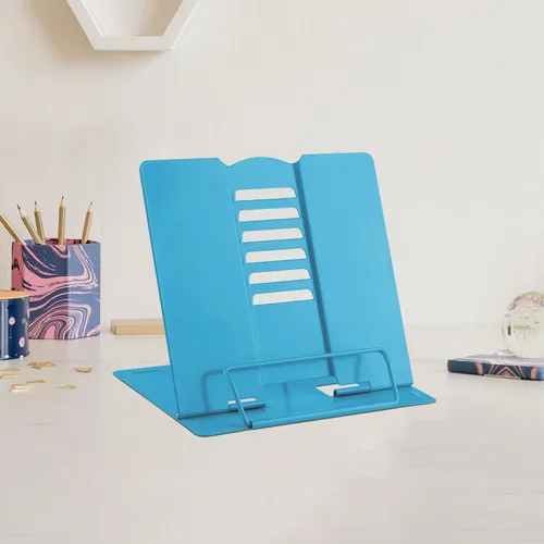 Vista 19 de MSDADA Soporte de escritorio pequeño para libros, soporte de metal para libros de lectura, soporte ajustable para libros de cocina, soporte