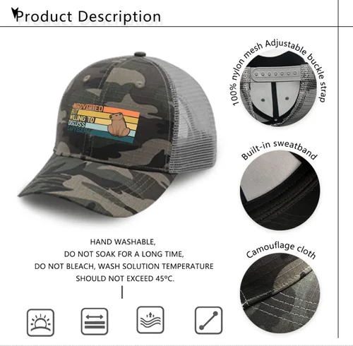Vista 7 de devor Hat Introverted But Willing to Discuss Capybaras Baseball Caps for Men Graphic Denim Dad Hats Adjustable