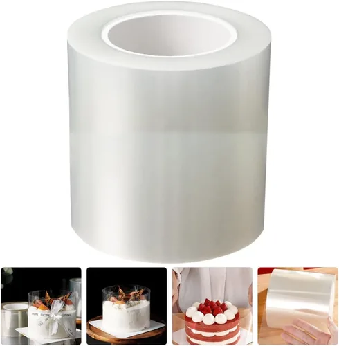 Vista 3 de iplusmile 1 rollo de collar transparente para pastel de mousse para decoración de pasteles de acetato transparente para bordes elegantes, fácil