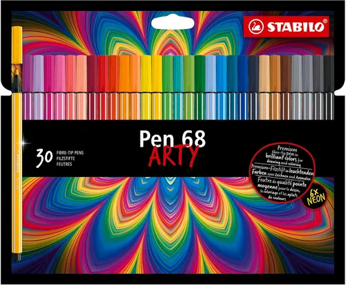 Vista 11 de STABILO Bolígrafo de punta de fibra prémium 68 – ARTY – Paquete de 12 – Colores surtidos