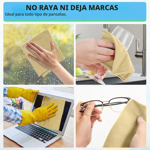 Vista 7 de Paño de limpieza de microfibra – Paquete de 6 paños de limpieza de lentes, trapos de limpieza de ventanas de 16 x 14 pulgadas, paños de pulido sin
