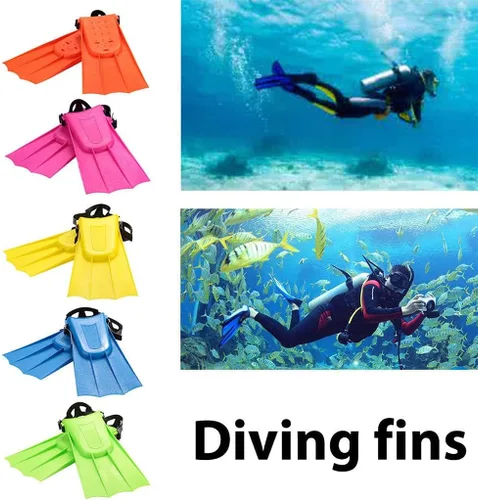 Vista 4 de 1 par de aletas de natación profesionales cortas para adultos, esnórquel de natación, juego de equipo deportivo Flipperswater para niños, tacón