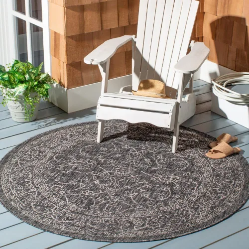 Vista 61 de SAFAVIEH Alfombra lavable al aire libre, colección Courtyard - 2'3" x 5', azul aguamarina y gris, no desprende pelusa y fácil limpieza, ideal