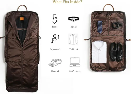 Vista 3 de TRITOUR Garment Bags for Travel Leather Canvas Suit Bag with Extended Design Computer Compartment