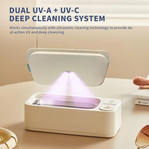 Vista 4 de Nkove Limpiador ultrasónico de joyas con bandeja segura para retenedores, 4 modos de temporizador, máquina de limpieza ultrasónica de 47 KHz