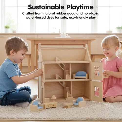 Vista 7 de PlanToys® Juego clásico de sala de estar para jugar en el mundo pequeño inspirado en Montessori Narración imaginativa, interacción social y juego