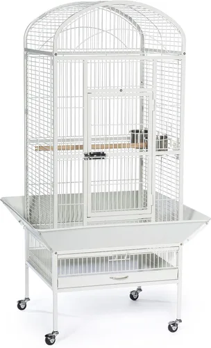 Vista 10 de Prevue Pet Products 34511 Dometop - Jaula para pájaros, pequeña, color negro Powder‑Coated Steel Cage with Wheels, Seed Guards, and Perch, Ideal