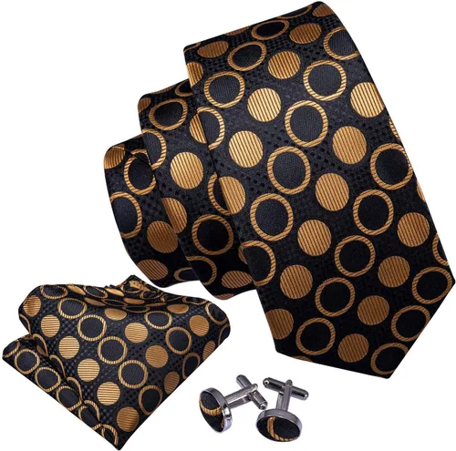 Vista 47 de Barry.Wang Corbatas de seda para hombre, diseño de lunares, gemelos cuadrados de bolsillo, gemelos para negocios, boda