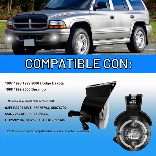 Vista 6 de Luces antiniebla LED y DRL para compatibles con Dodge Dakota 1997 1998 1999 2000/Dodge Durango 1998-2000, un par de luces antiniebla delanteras