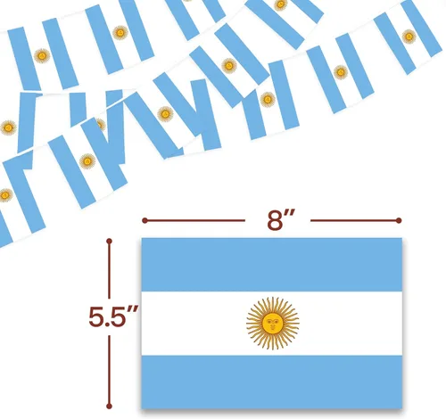 Vista 3 de Anley Banderines de cuerda de Argentina, banderines para eventos patrióticos, decoración del Día de la Independencia de Argentina, 9 de julio