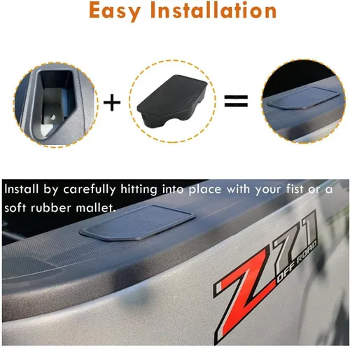 Vista 7 de Moonlinks - Fundas de bolsillo para riel de cama compatibles con GMC Sierra 1500 2014-2018 y tapones para agujeros de bolsillo de estaca Chevrolet