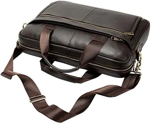 Vista 5 de Hebetag Bolso bandolera de cuero pequeño para hombre, para viajes al aire libre, negocios