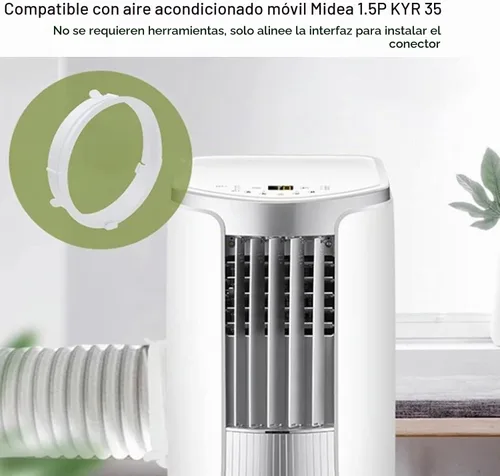 Vista 8 de Conector de manguera de aire acondicionado, adaptador de interfaz de conducto de escape ajustable ABS para aire acondicionado móvil 1.5P KYR 35