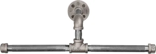 Vista 10 de PIPE DECOR Perchero de ropa industrial montado en la pared, armario comercial o residencial, resistente rústico vintage, acero gris negro, marco