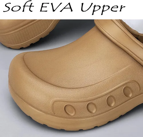 Vista 4 de Zuecos de chef para hombre, antideslizantes, con soporte para el arco, zapatos de enfermería de seguridad, zapatos de trabajo, resistentes al agua