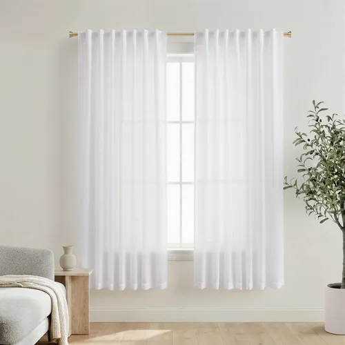 Vista 41 de Mrs.Naturall Cortinas negras de 45 pulgadas de largo, cortinas cortas de lino transparente para privacidad para cocina, dormitorio, ventanas