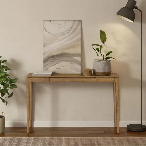 Vista 10 de NTC Mingle - Mesa consola de 47 pulgadas, moderna mesa de entrada de madera maciza con cajón oculto, impermeable y resistente al calor, mesa Negro